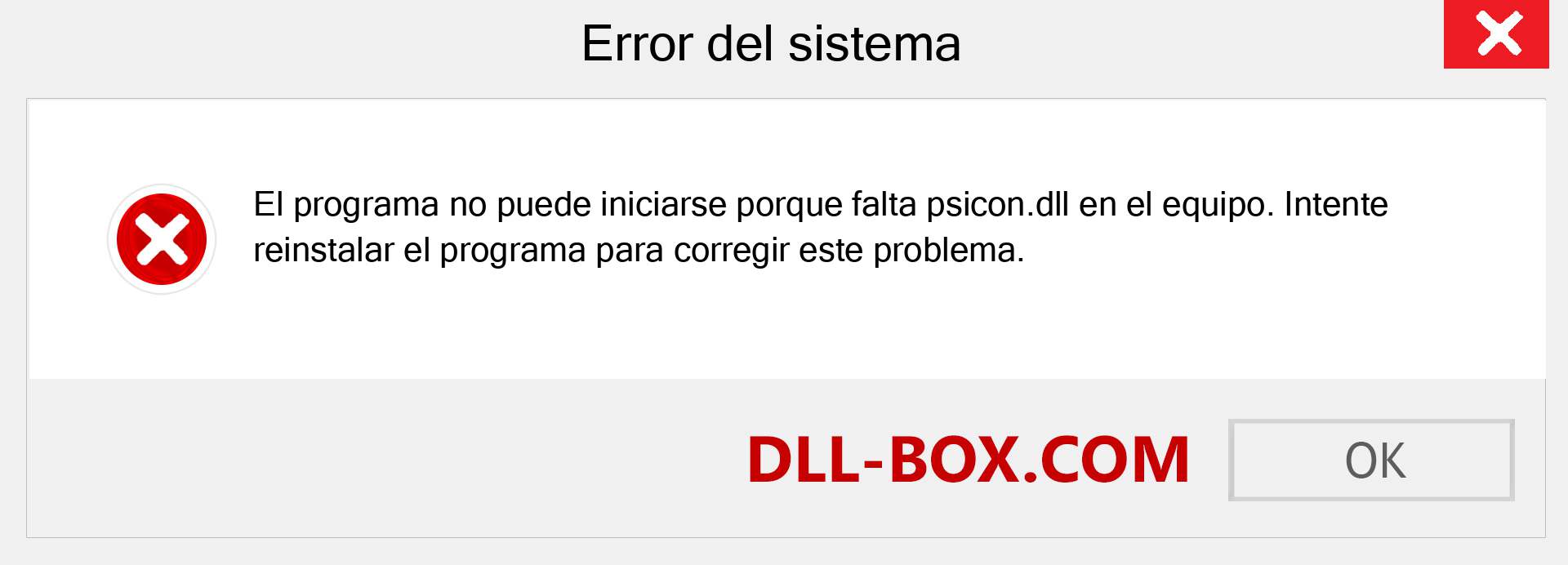 ¿Falta el archivo psicon.dll ?. Descargar para Windows 7, 8, 10 - Corregir psicon dll Missing Error en Windows, fotos, imágenes